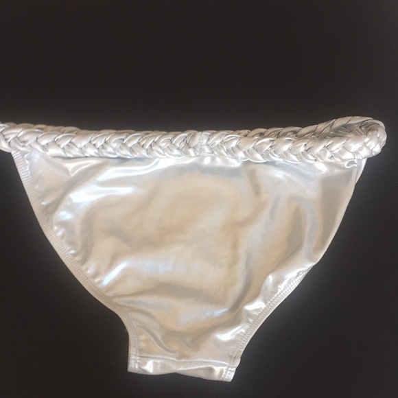 New Silver Wet Seal Swimsuit Bottom Braided Size L - Picture 4 of 8